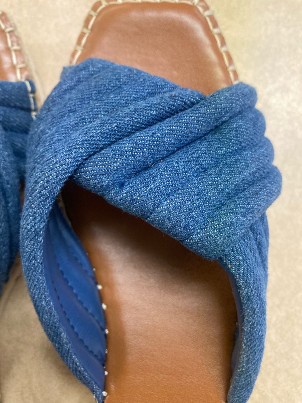 Vince Camuto Denim Blue Knotted Slide Sandals - Picture 2 of 8